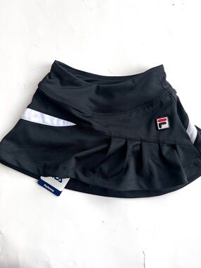 Girls XXS Fila Black Skort with White Side Stripe and Logo